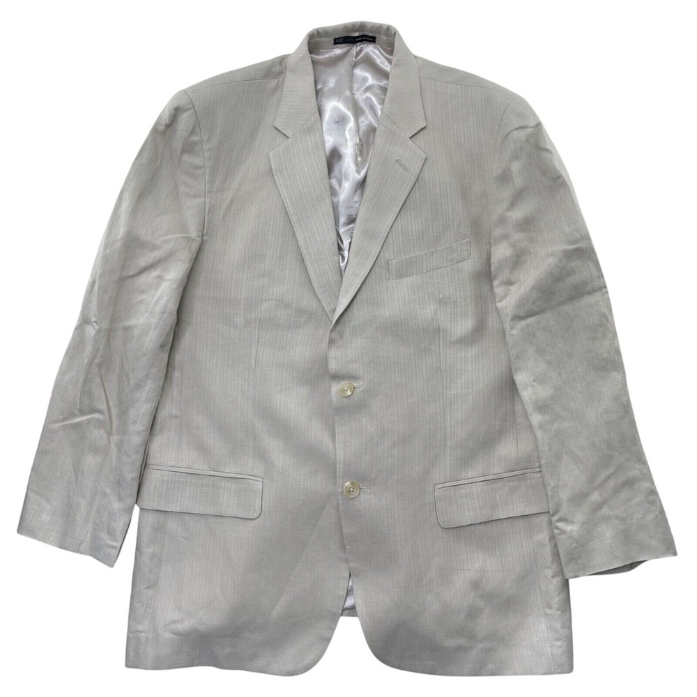 Alfani Sport Coat Mens Medium‎ Natural Linen Blend Satin Lined Two Button